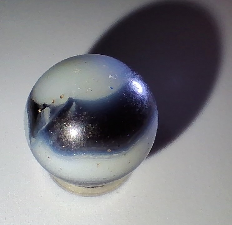 Vintage Peltier Glass NLR AV Zebra Marble .62 Inches