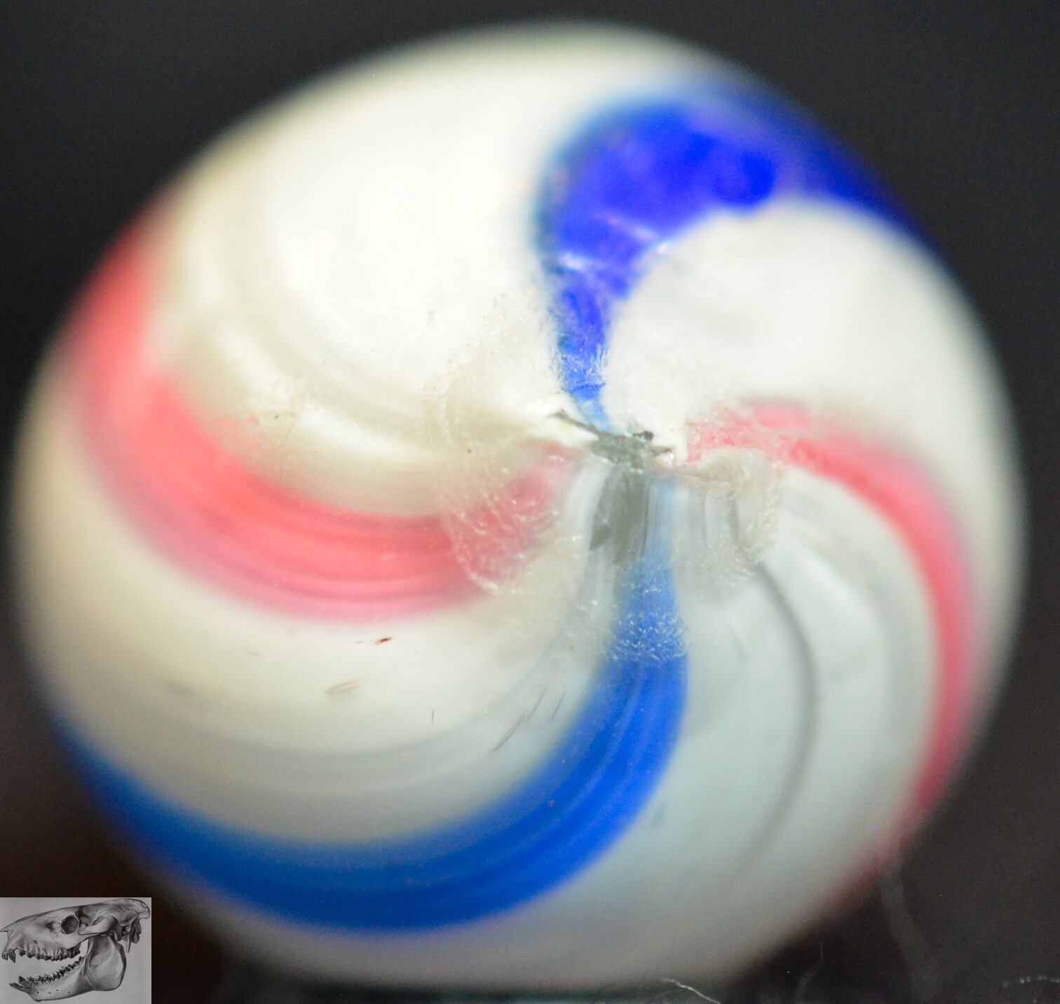Handmade Peppermint Swirl Marble, 9/16 in, Near Mint+, Buffed, Germany, S1059