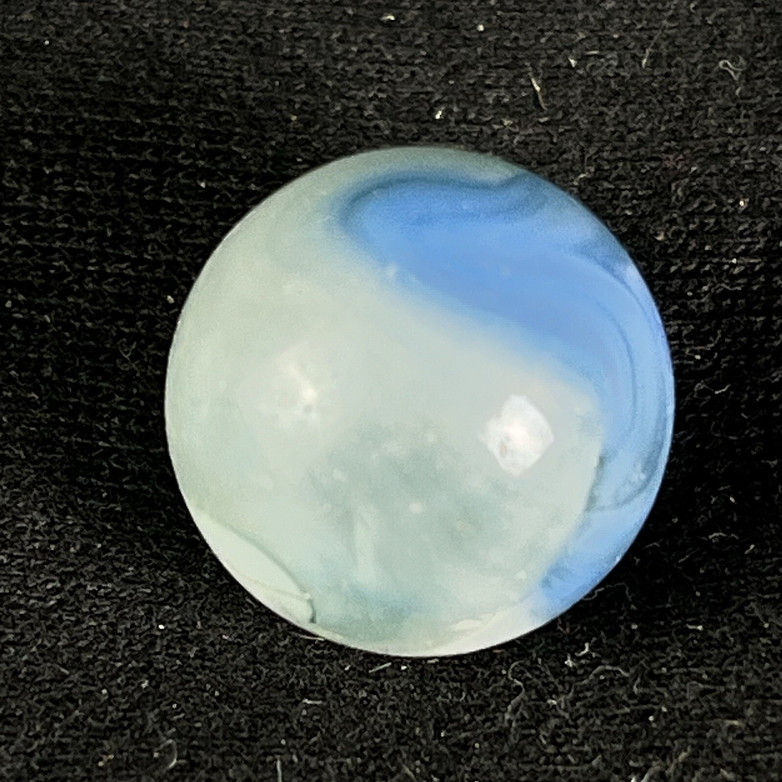 Vintage Akro Agate Peltier Art Swirl Glass Marble .60” Clear Blue White