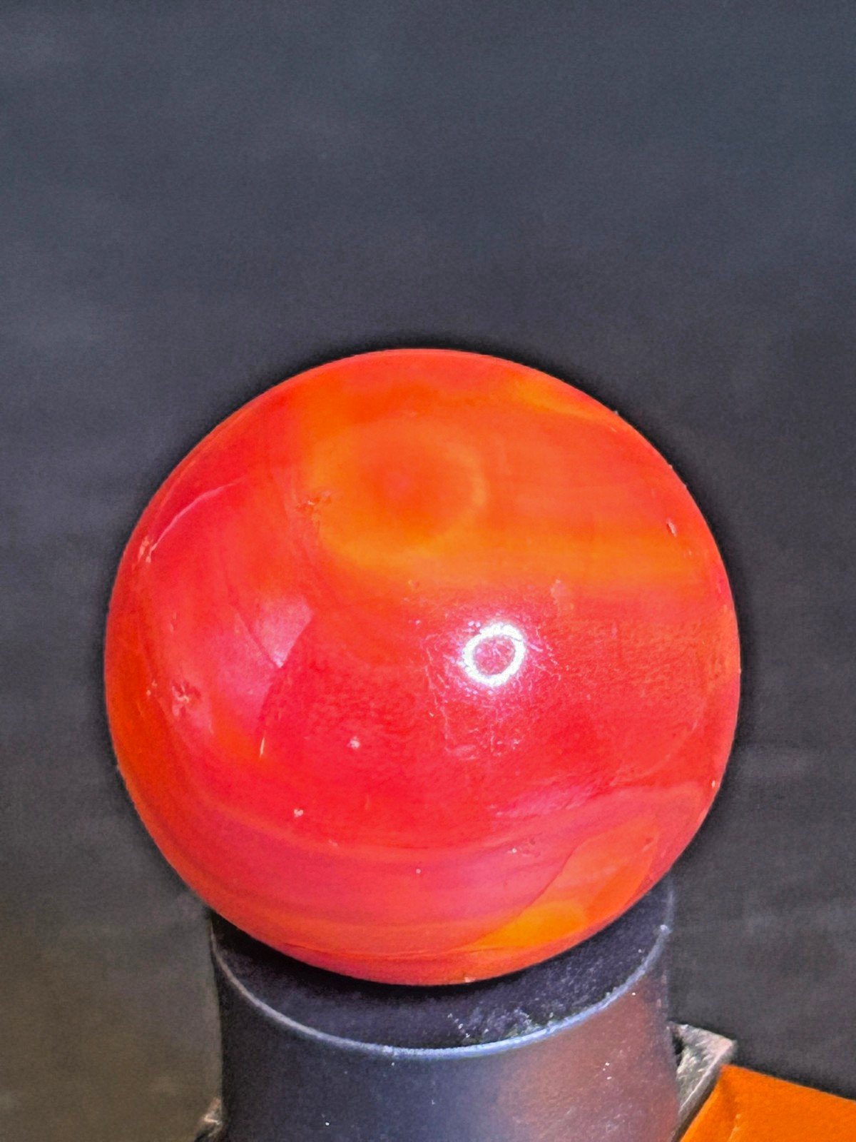 Vitro Agate Tomato Marble Persimmon Orange UV+ Swirl .89″ Near Mint+, SH22