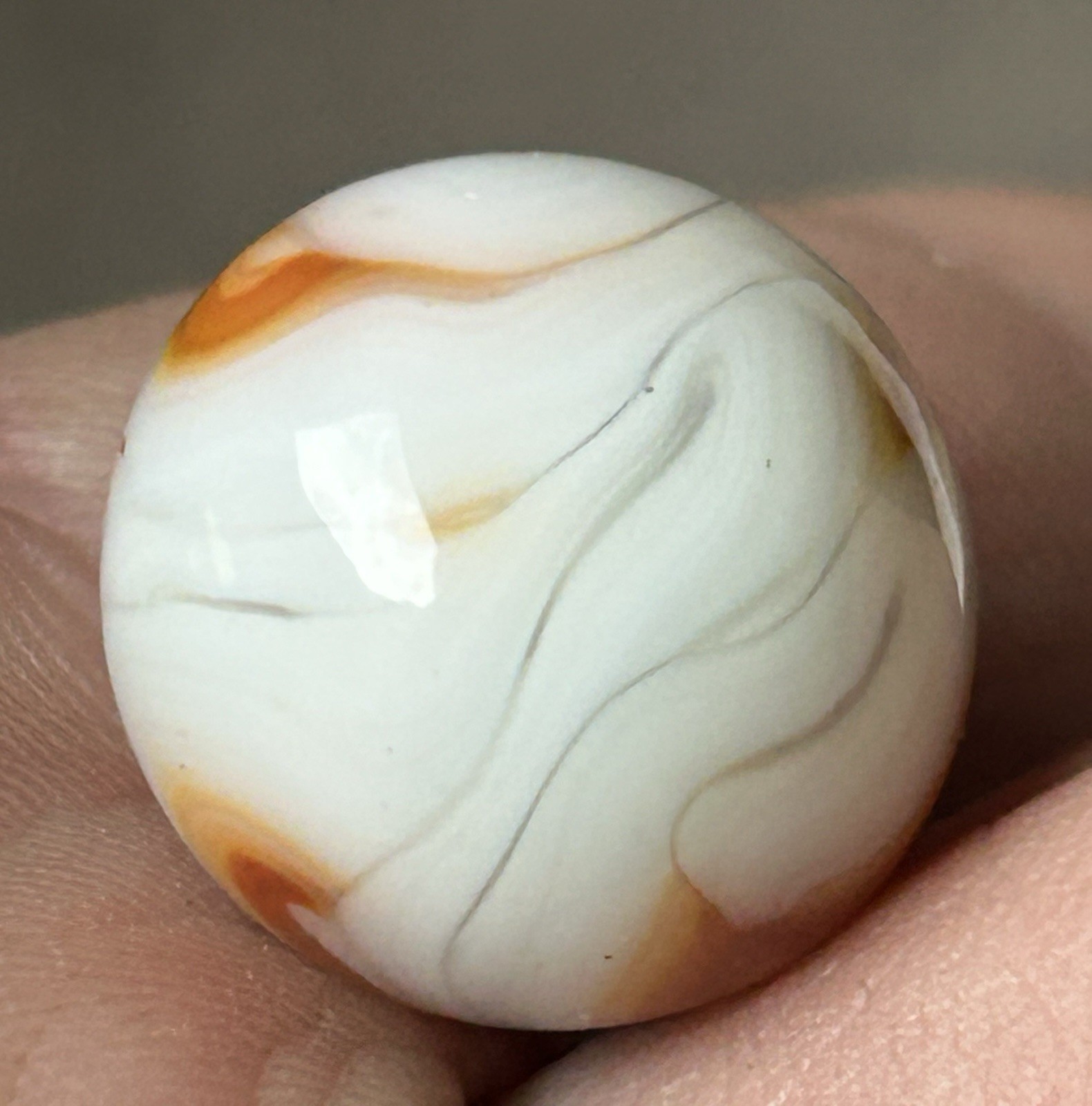 Vintage Alley Agate Or Heaton 0.64” Copper Ribbon Swirl Marble NM!