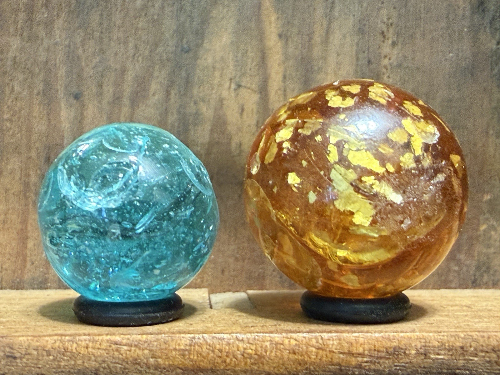 2 Antique Mica Marbles 11/16” & 25/32” Damaged | 211
