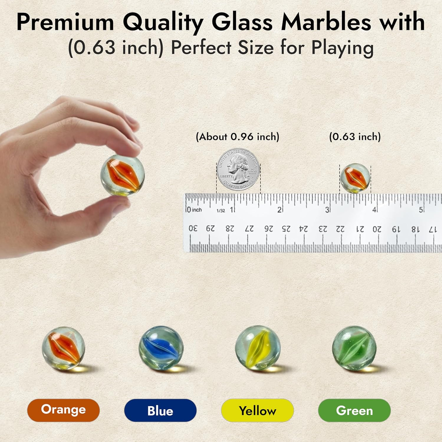 Marbles for Kids 40 Pcs Cat’S Eye Glass Marbles – Uniform 16Mm (0.63″) 4 Colors