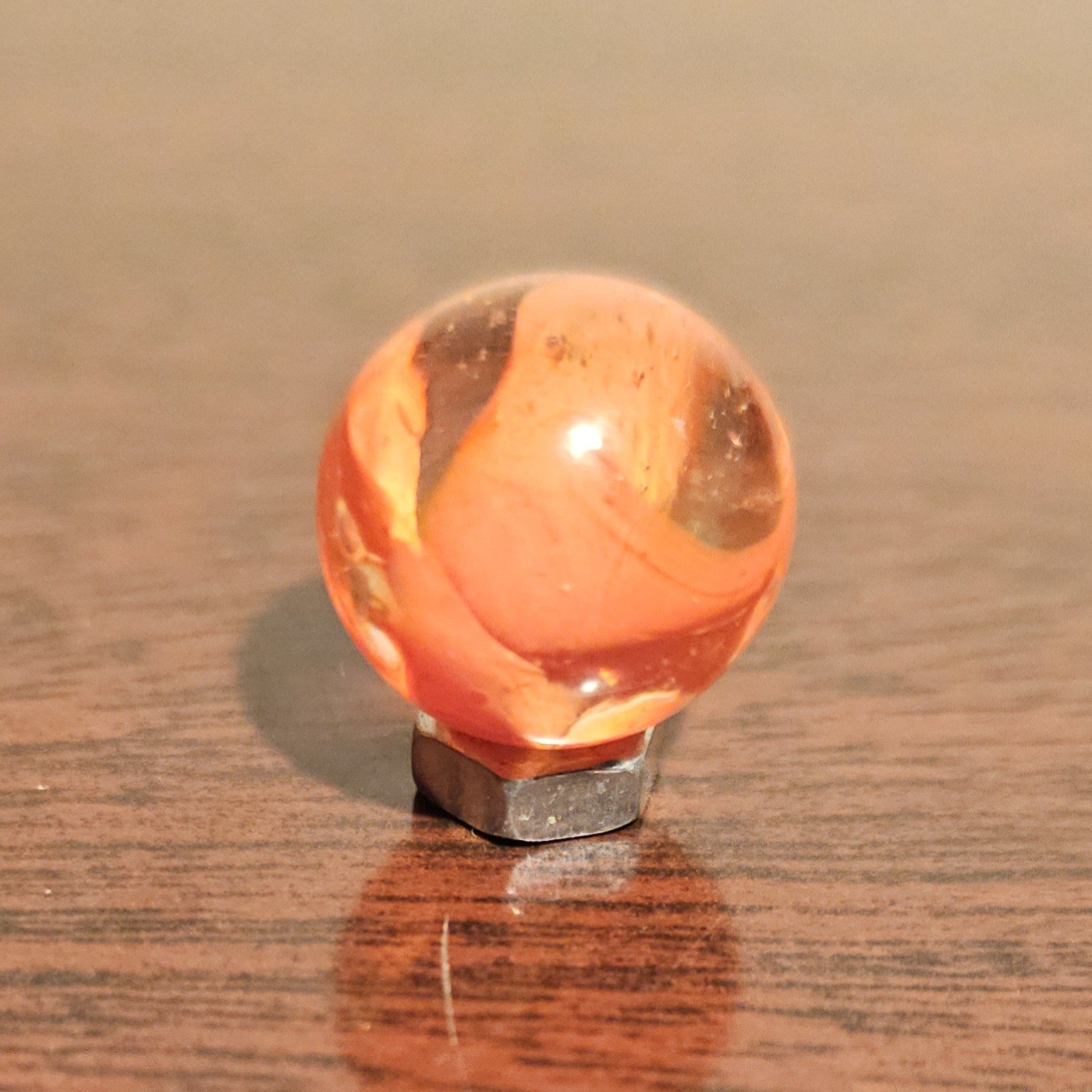 Vintage CE Bogard Orange Floppy 4-Lobe .625″ Glass Marble