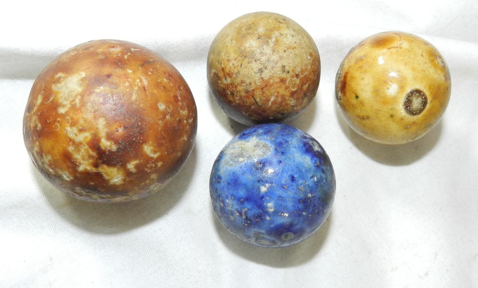 lot of 4 Vintage Glazed Pottery Marbles