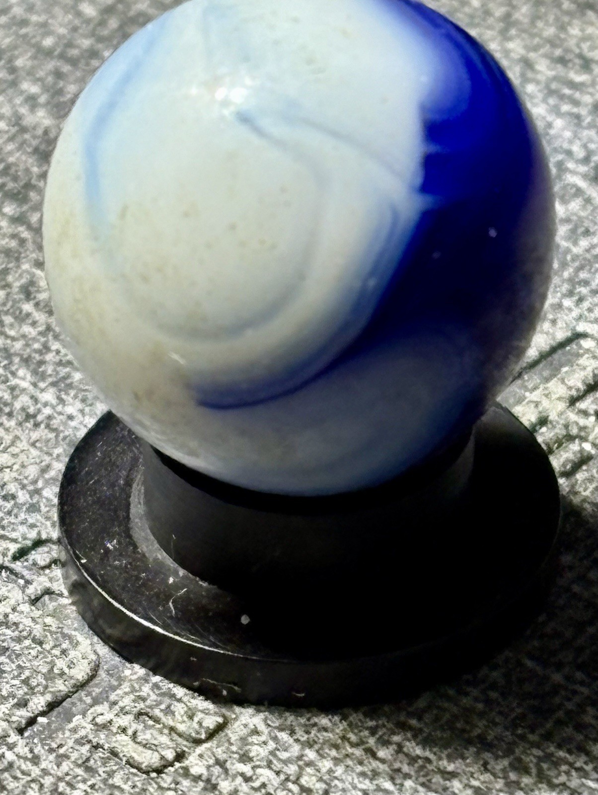 VTG Alley Agate Company Navy Blue & White Swirl Marble .61”see Pics
