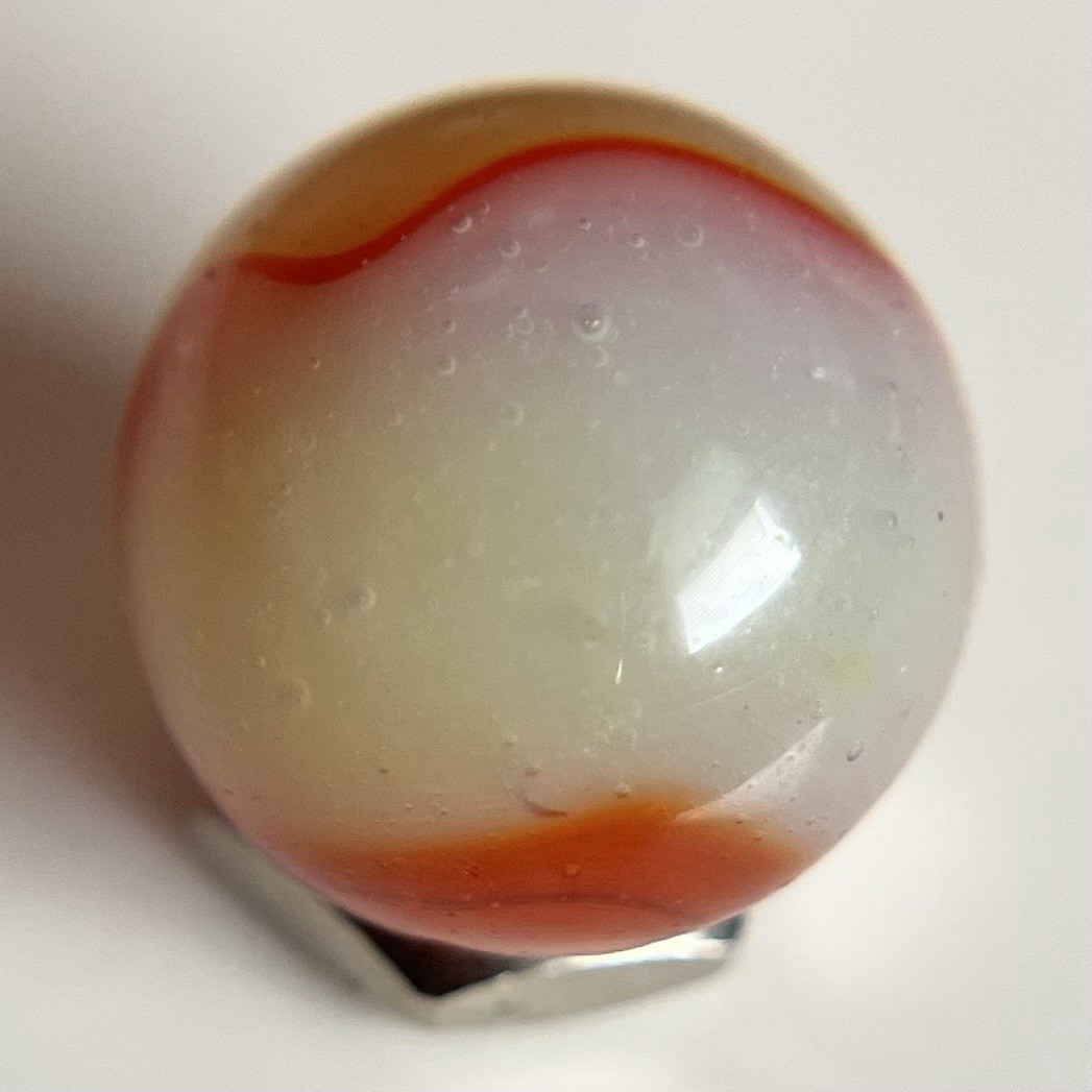 💥 HTF Vintage Marbles Peltier Akro Kokomo Opal Ribbon and Patch Marble .61”