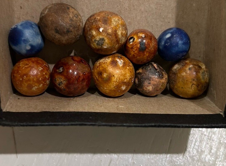 Collection Of Antique Clay Bennington Marbles Handmade 1800s-1900s Glazed (10)