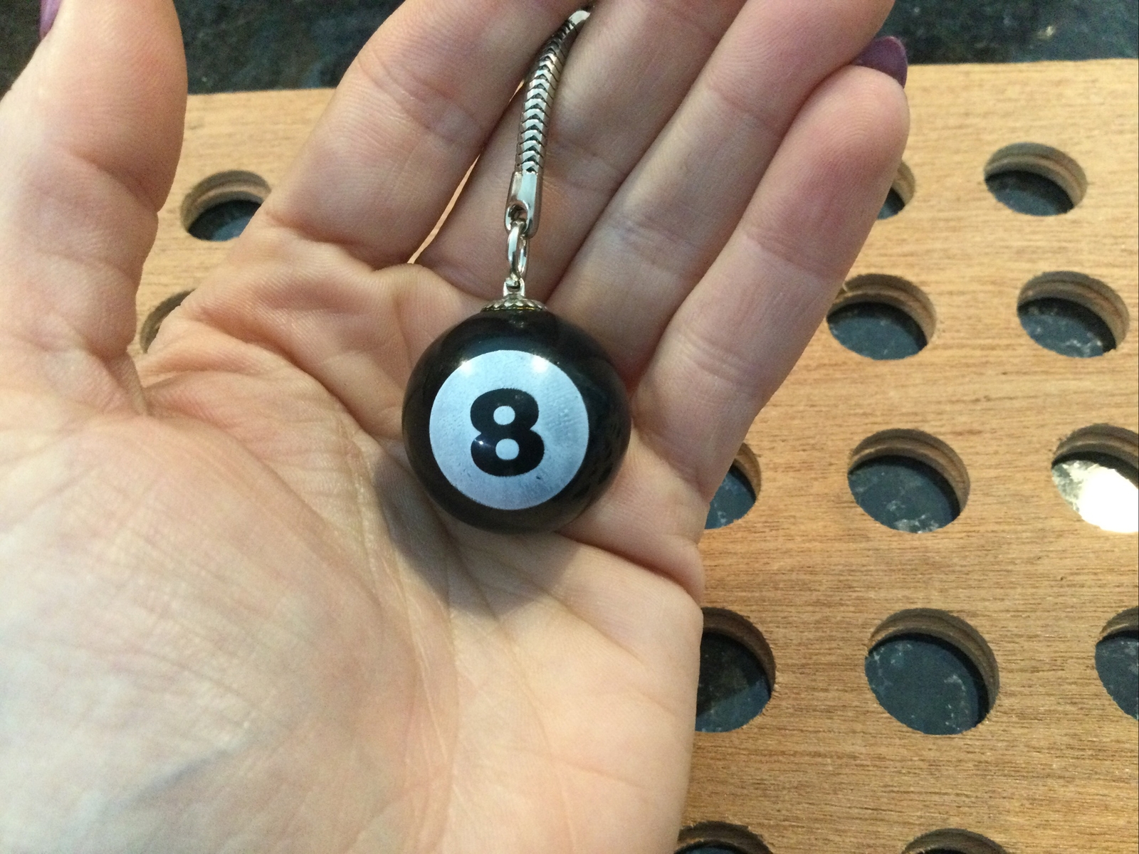 Billiard Ball Keychain | Black Number 8 | Black & White Marble