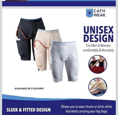 New Cathwear Catheter Leg Bag Underwear Medium, Black