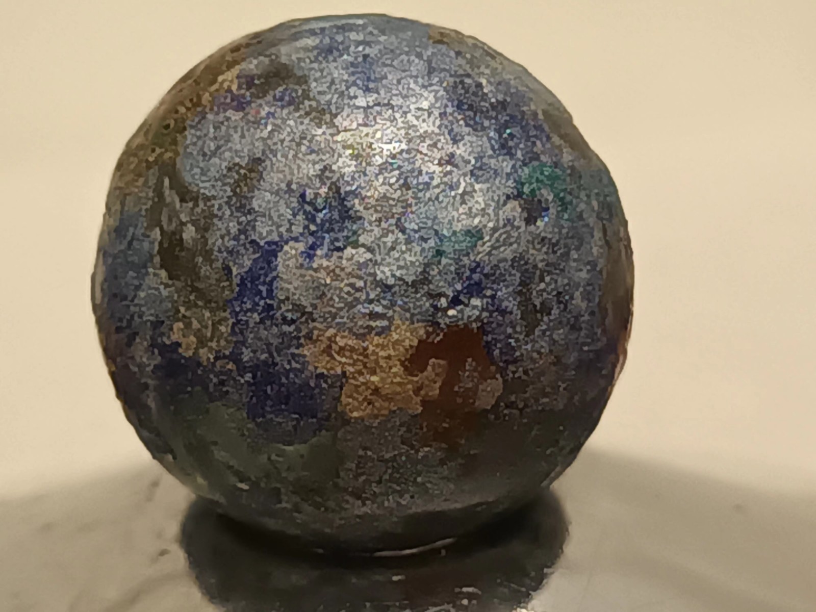 Cool Aqua Blue Planet Themed Design Collectible Handmade Hand Painted Art Marble