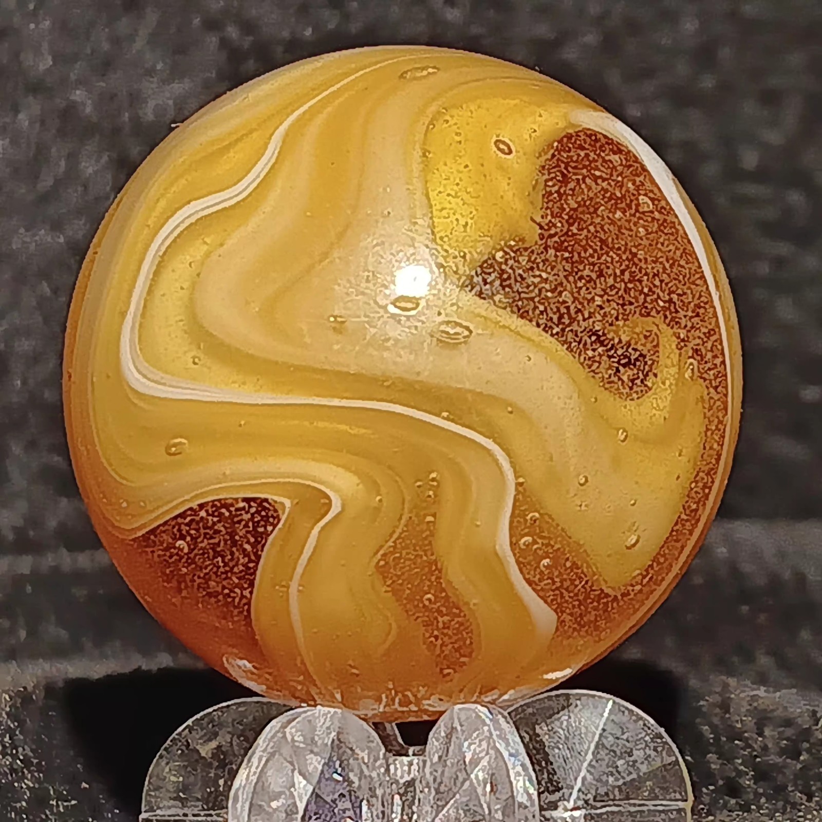 Xtra Large M.F. Christensen Slag Marble. 1.21″ Wet Mint. Htf Transitional. Wow