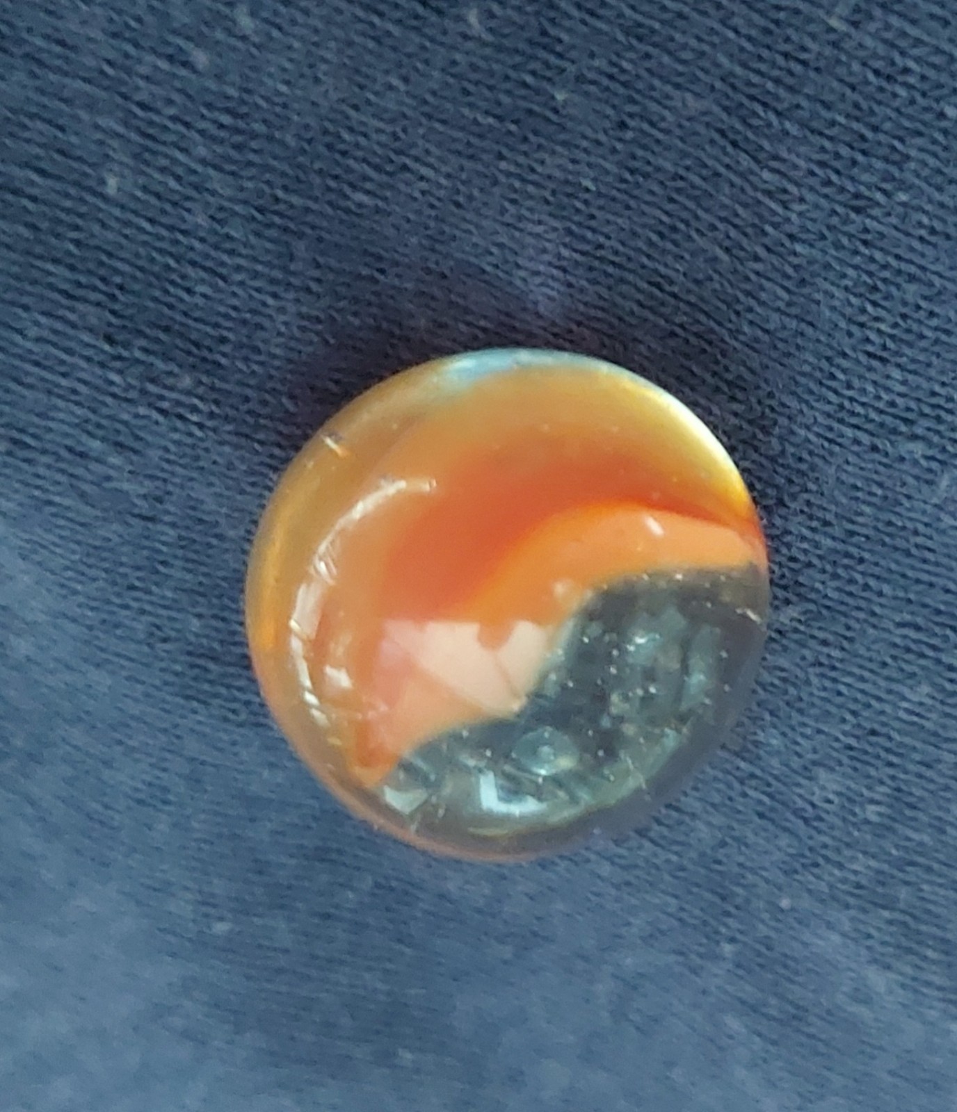 Vintage Orange Color Cat’s Eye Ribbon Glass Marbles 5/8″