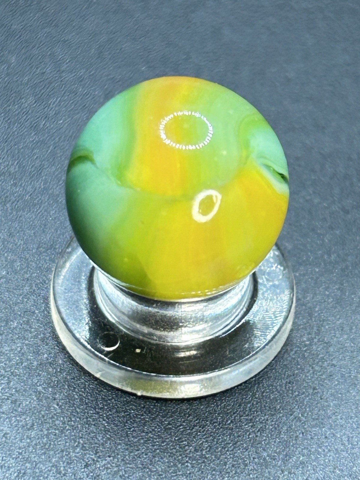 Vintage Peltier National Line Rainbo Lemon/Lime Marble 0.629”
