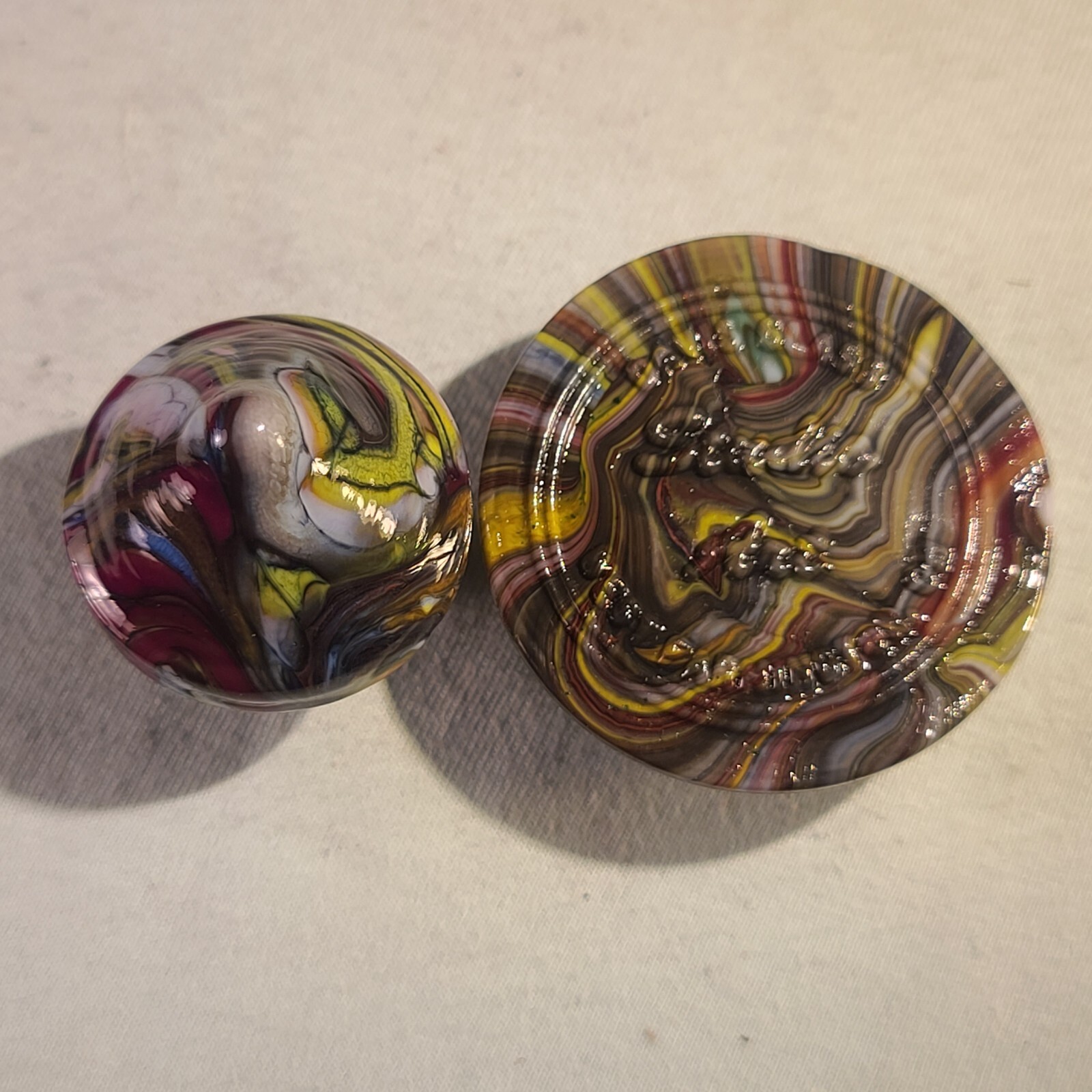 ANDY DAVIS, Glass Art Spinning Top & Base, Megans Run (?), #255G