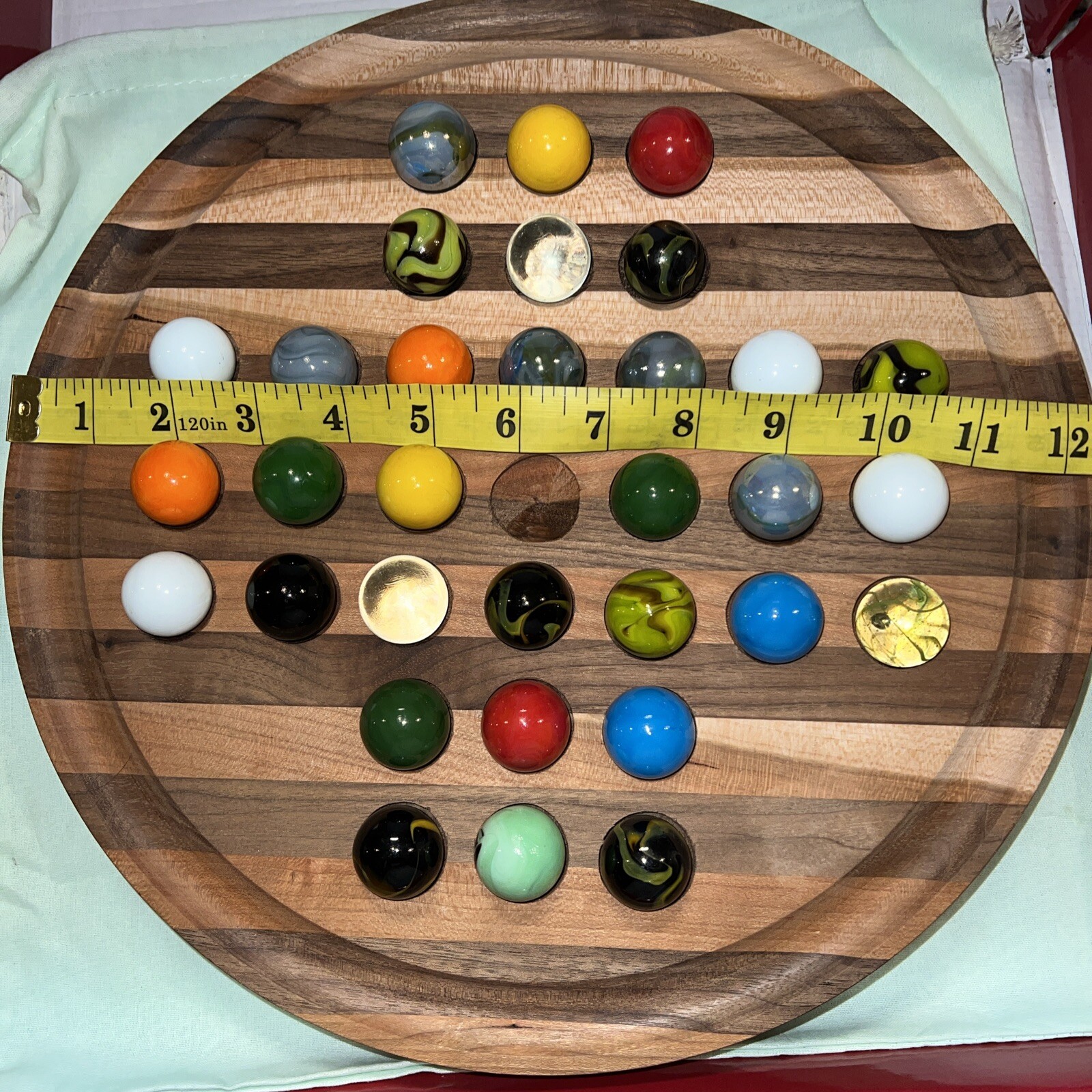 Dual Solid Wood Board Marble Solitaire And Chinese Checkers (sm And Lg Marbles)