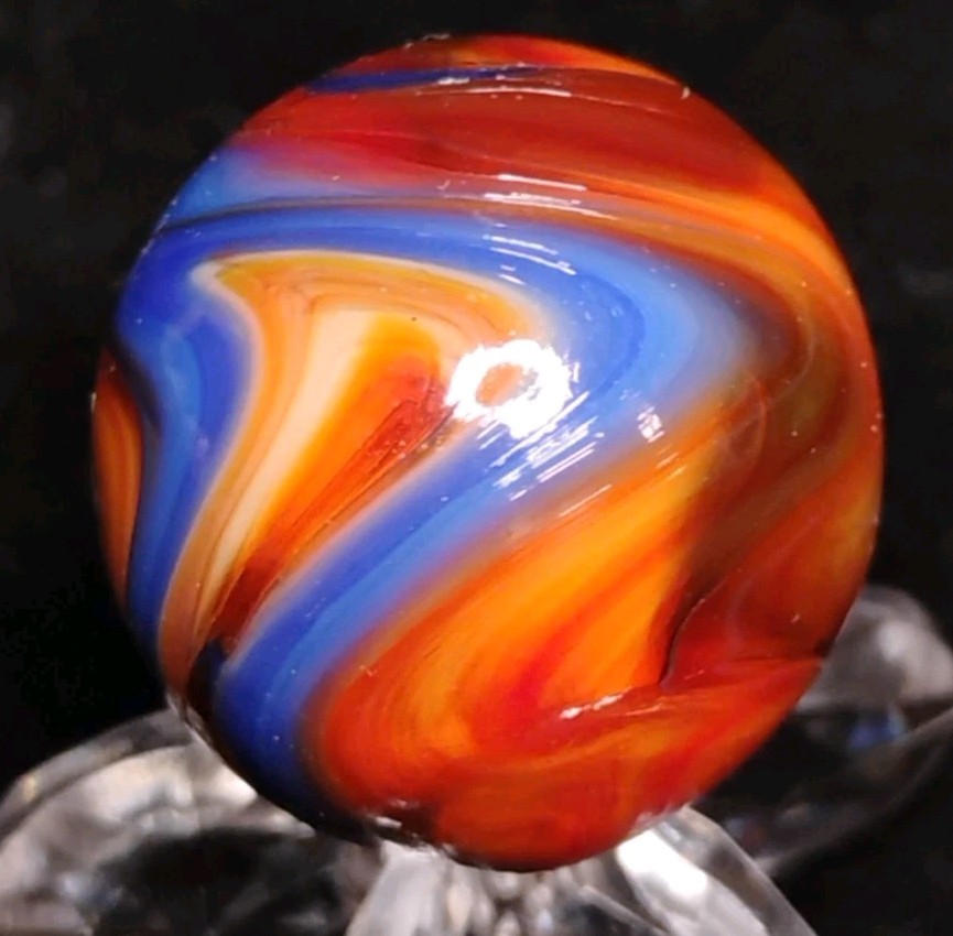 .74″ D.A.S. MARBLES RAMS HEAD STYLE SWIRL-GLASS TOYS NM+