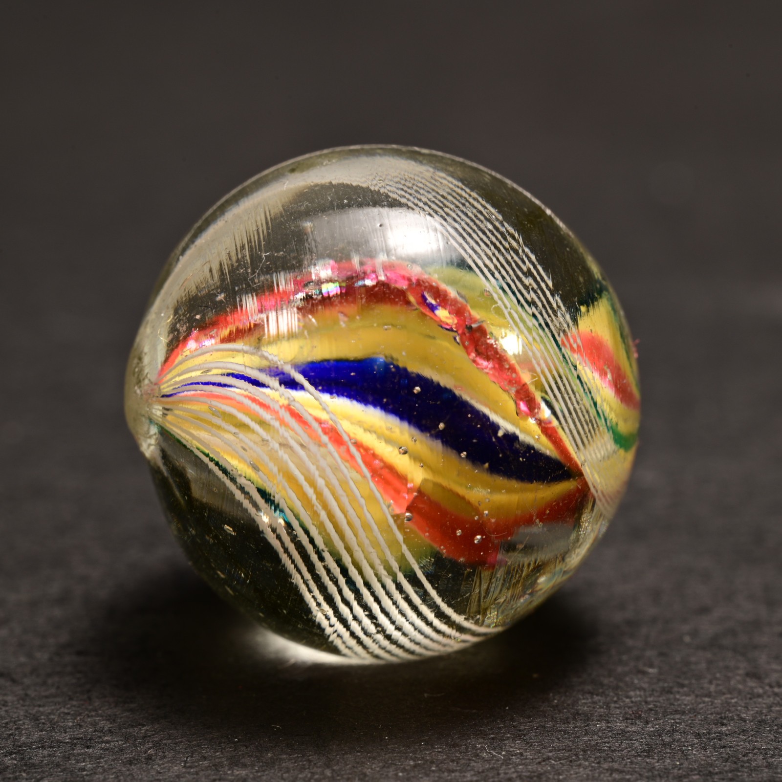 Double Ribbon Core German Handmade Antique Marble Jazzy Swirl 22.7mm 7/8”