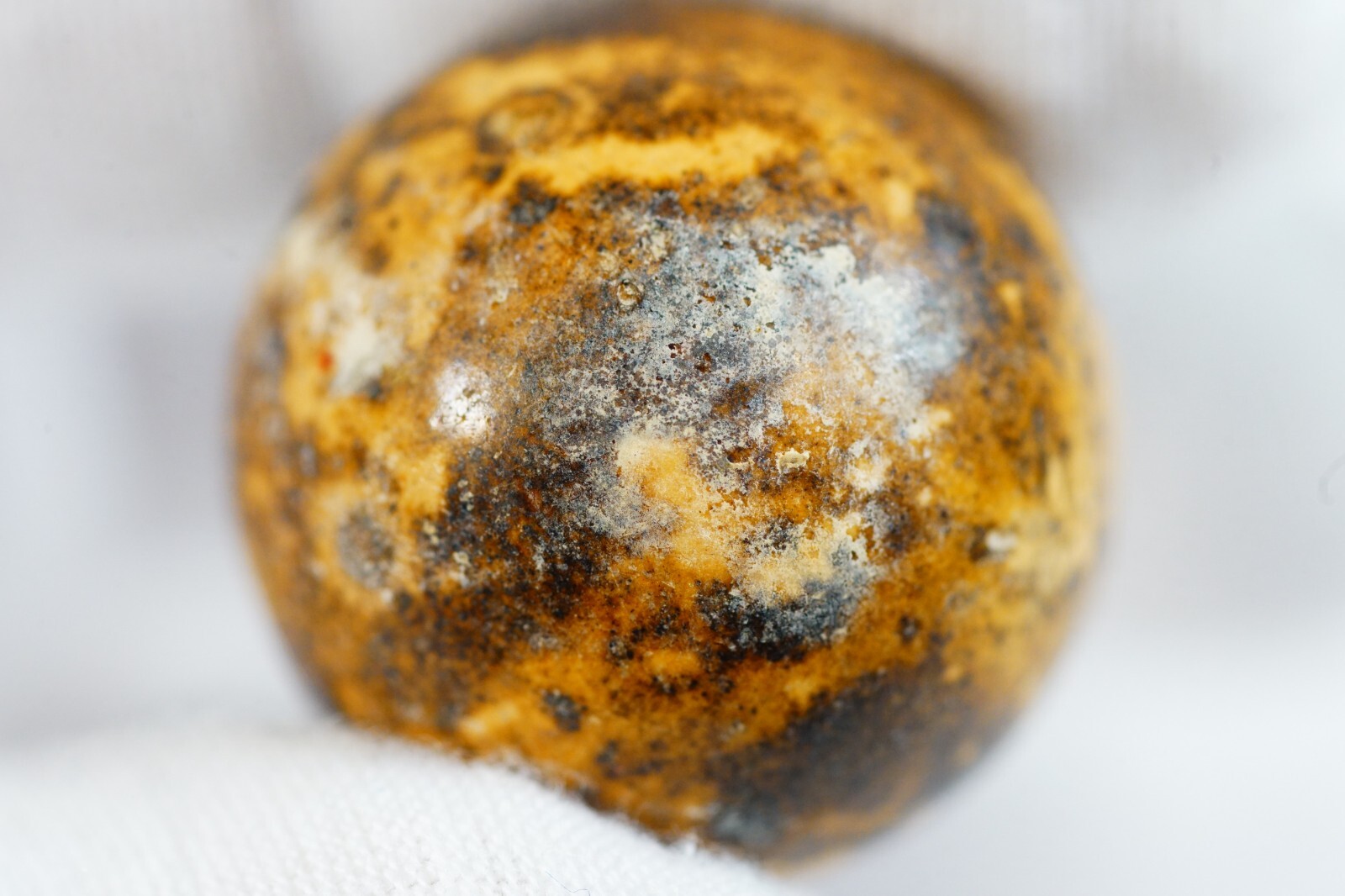Antique Brown Crockery Stoneware Shooter Marble 1″