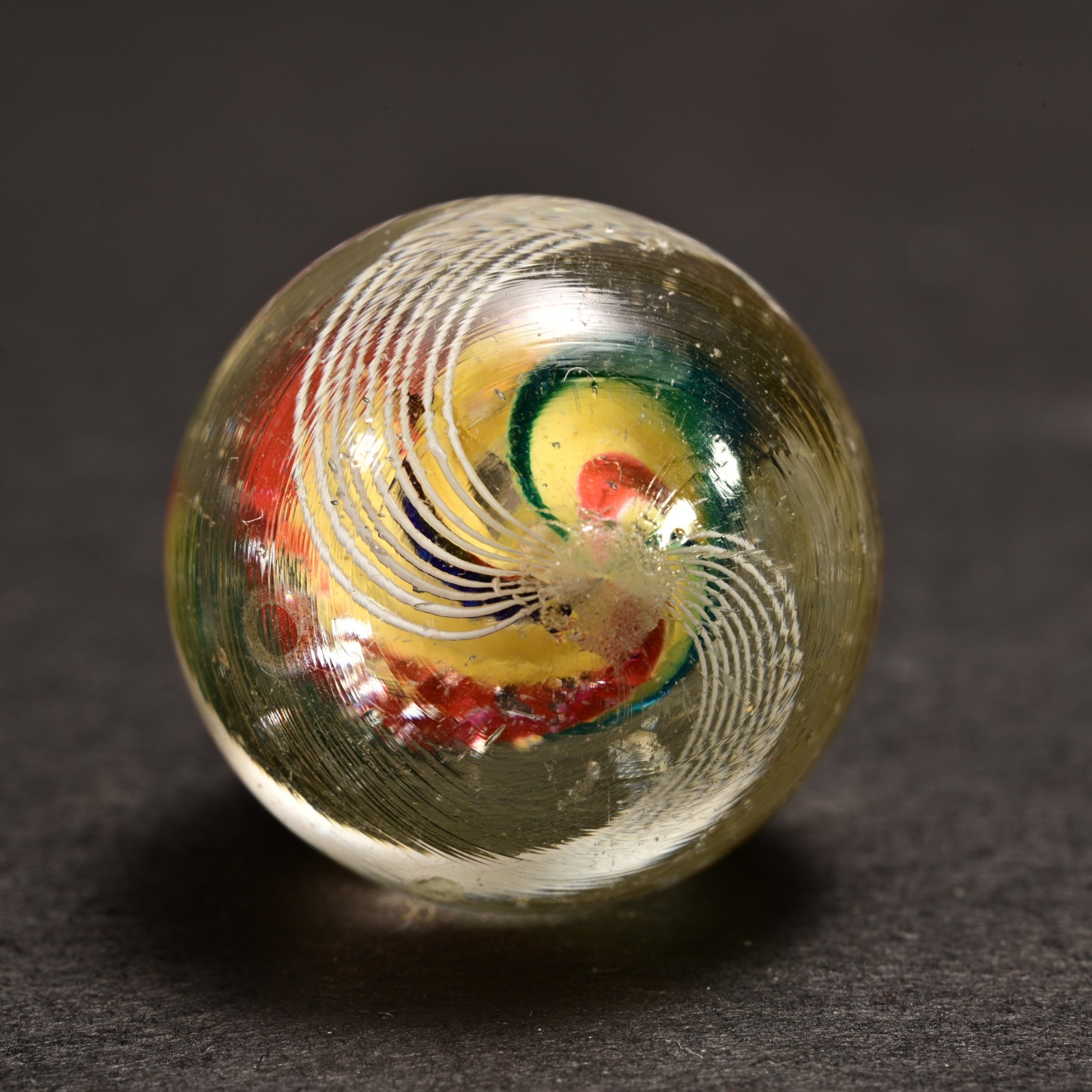 Double Ribbon Core German Handmade Antique Marble Jazzy Swirl 22.7mm 7/8”