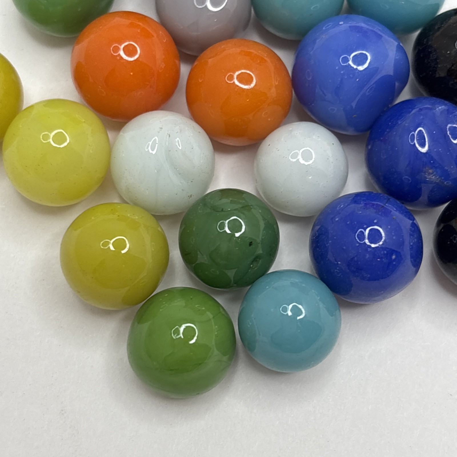 Vintage Bright Color Glass Marbles Lot of 25 Peewee Size T