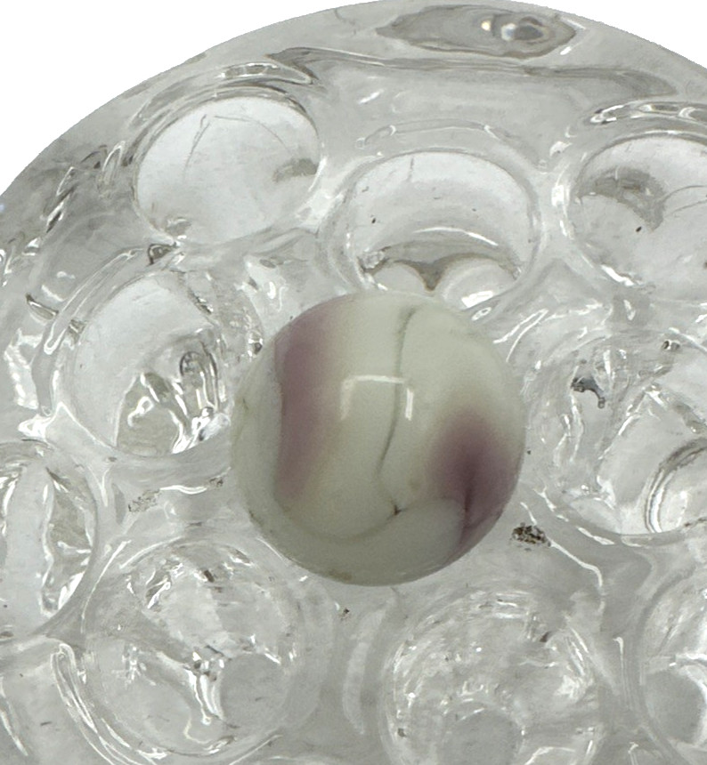 Christensen Swirl 21/32″ Near Mint Marble Opaque White with Purple Swirls Veins
