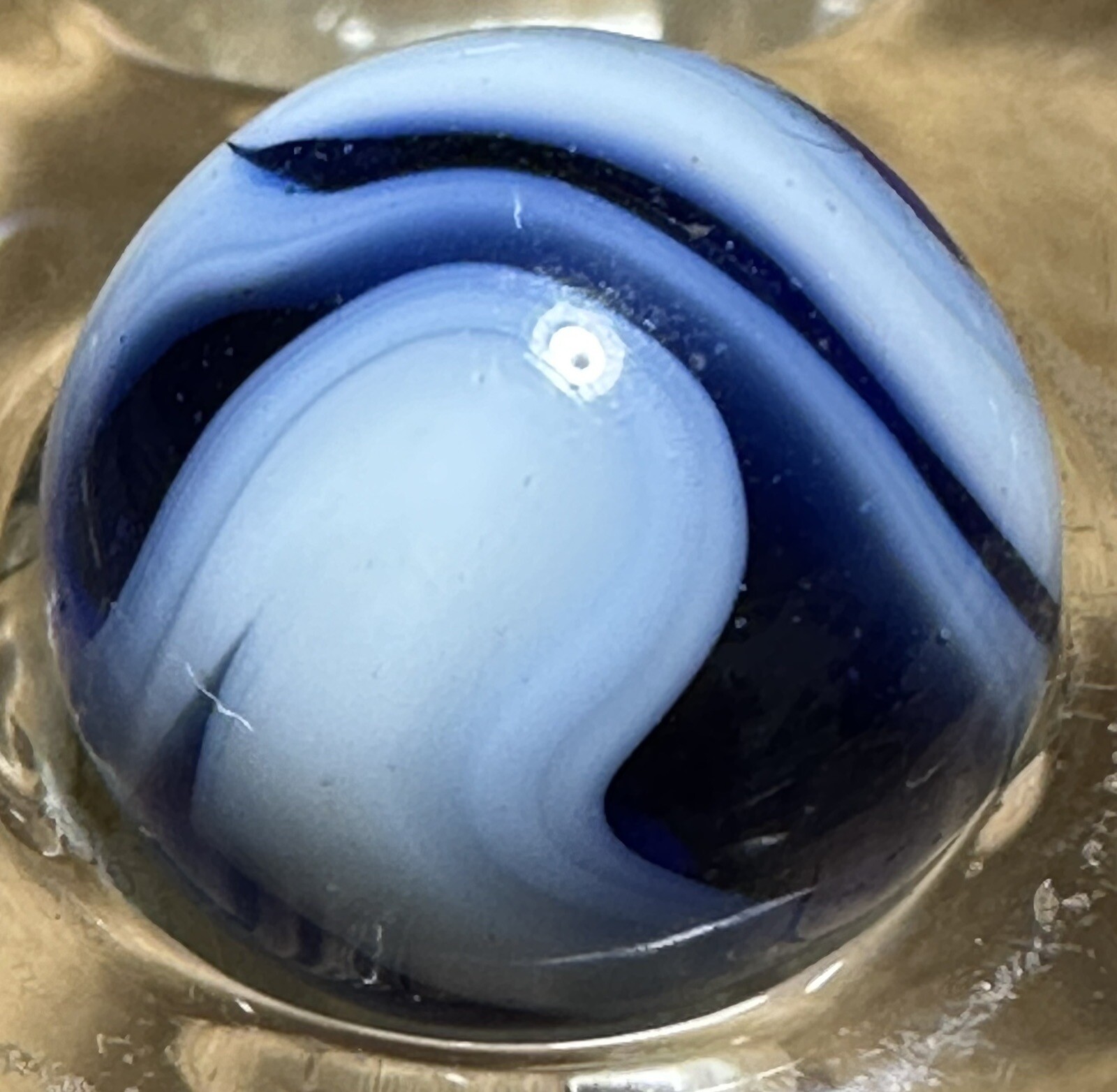 VINTAGE PELTIER BLUE ZEBRA MARBLE (0.56”)