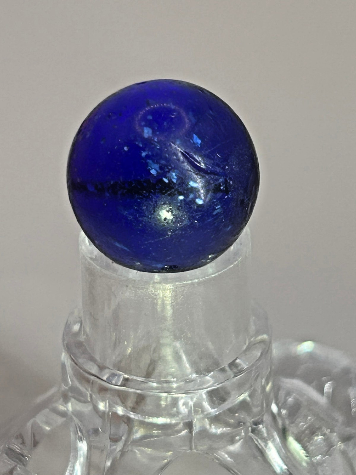 Antique German Handmade Blue Mica w/Filament Marble 83/128″ Mint m38