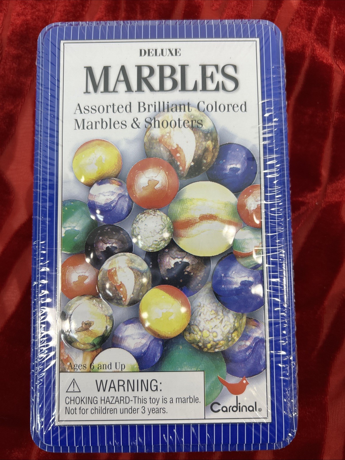 SEALED Cardinal Kids Collection Deluxe Glass Marbles 160 Count in Tin