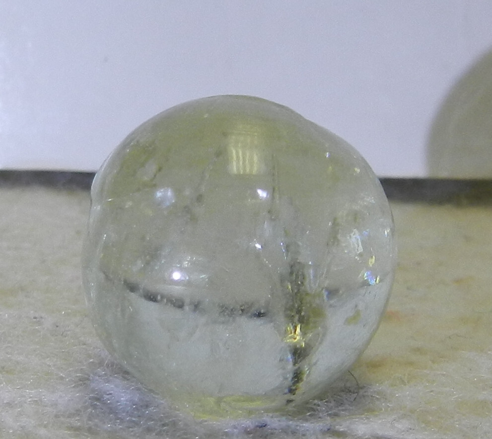 #17798m Vintage German Handmade Clear Glass Mica Marble .70 Inches