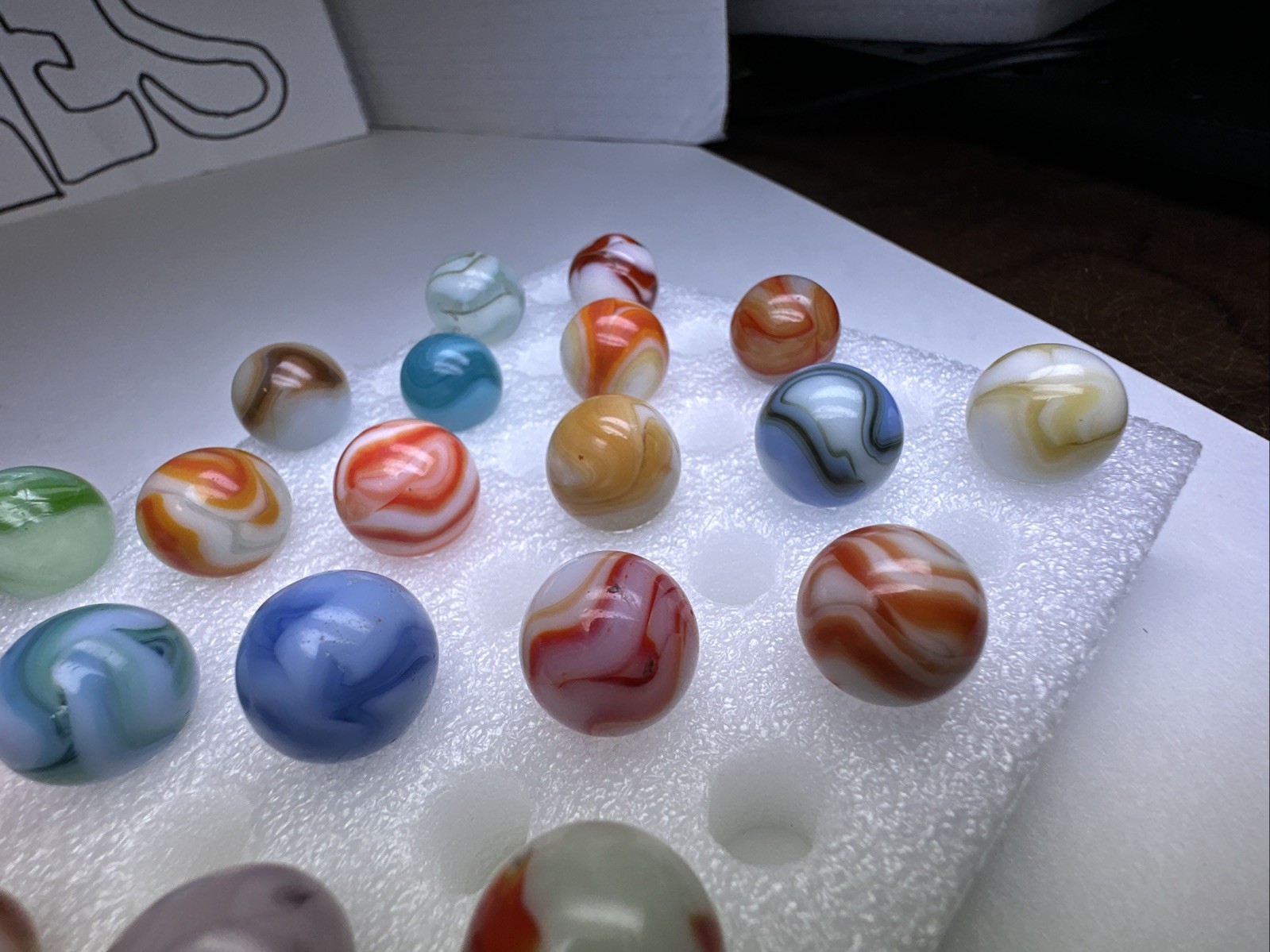 199 Lot Of 30 Vintage Heaton Agate Swirl Marbles!