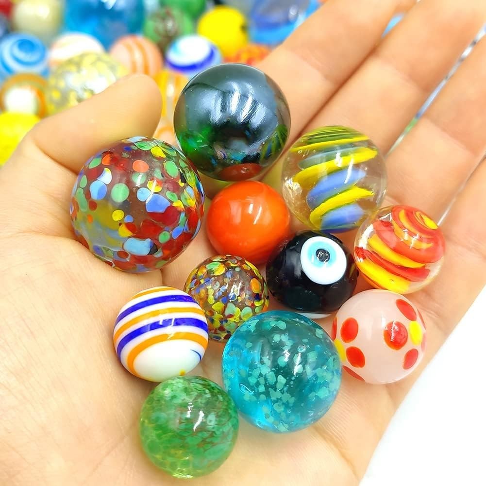 71pcs Assorted Glass Marbles Set for Kids – Cool Colors