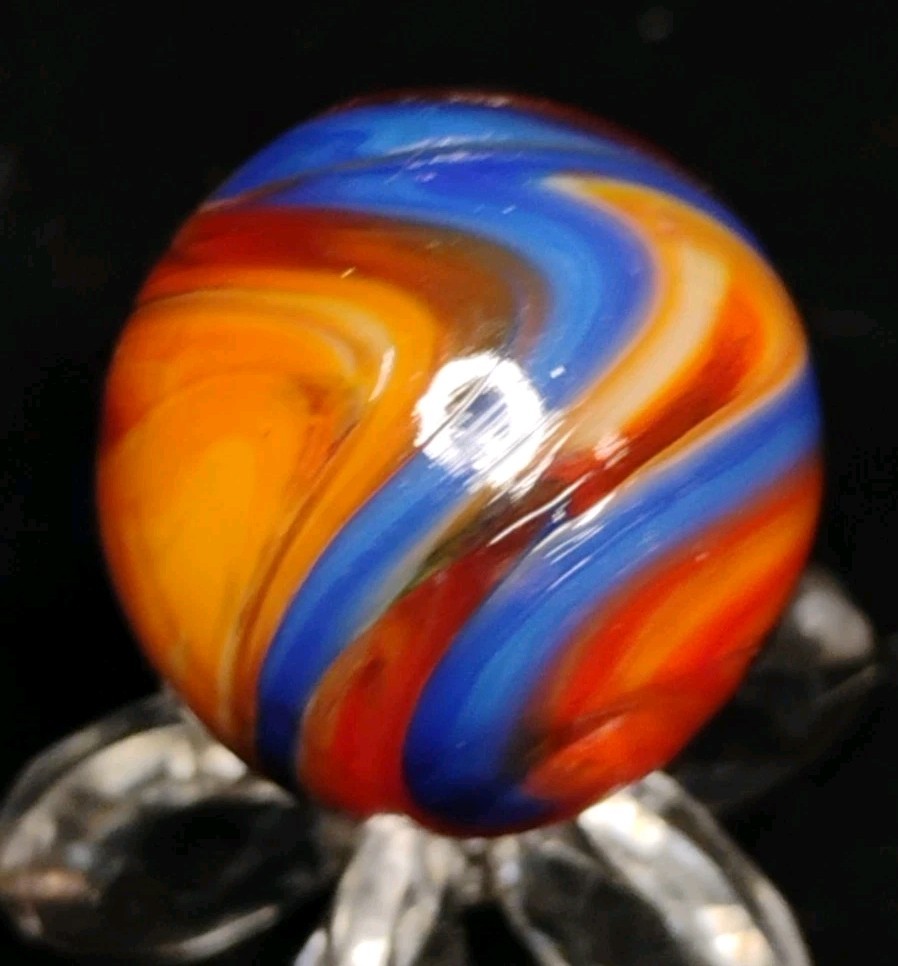 .74″ D.A.S. MARBLES RAMS HEAD STYLE SWIRL-GLASS TOYS NM+