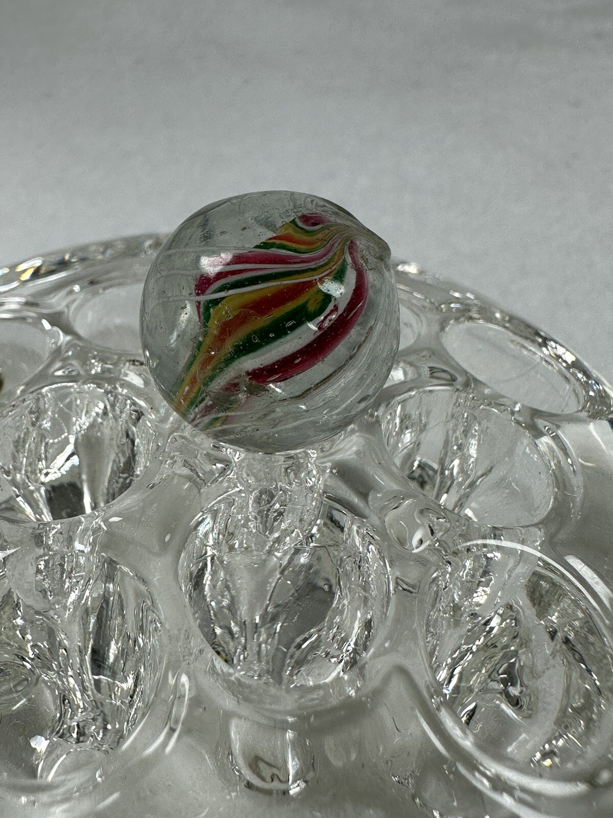 MARBLE 1800’S HANDMADE GERMAN 3/4″ “SOLID CORE” RED WHITE GREEN YELLOW CLEAR