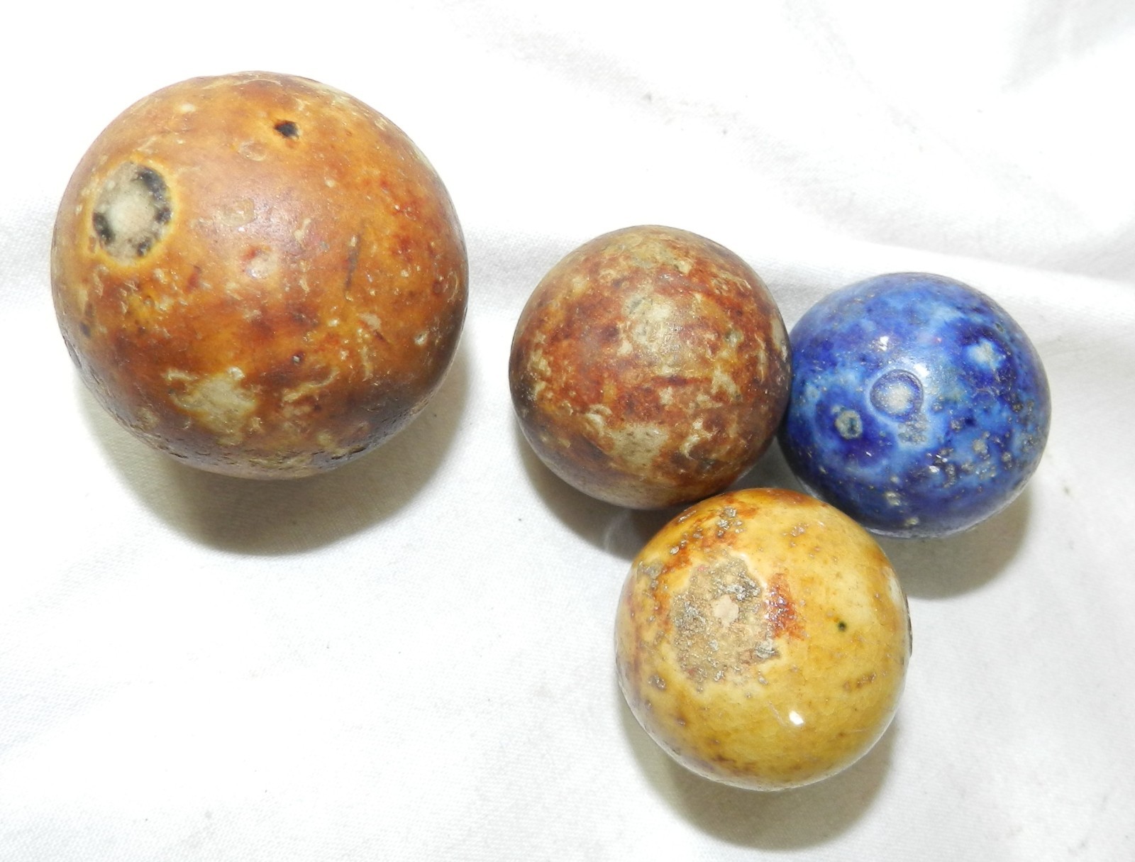 lot of 4 Vintage Glazed Pottery Marbles