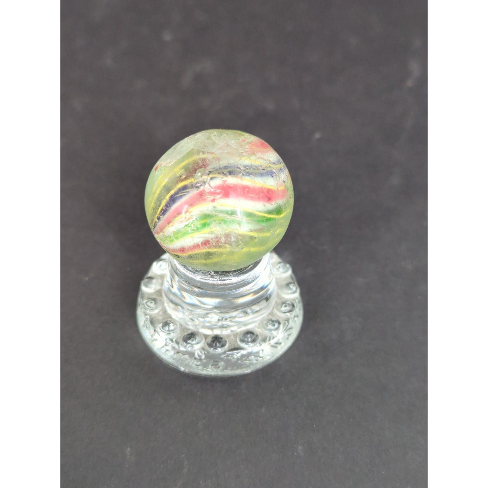 Antique German Handmade Glass Swirl Marble 1-1/4″ Large Shooter Chippy AB2T
