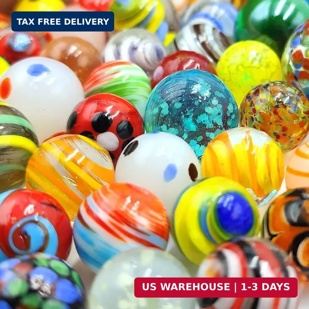 DSHMIXIA 71pcs Assorted Marbles for Kids Handmade Big and Small Glass Marbles Bu