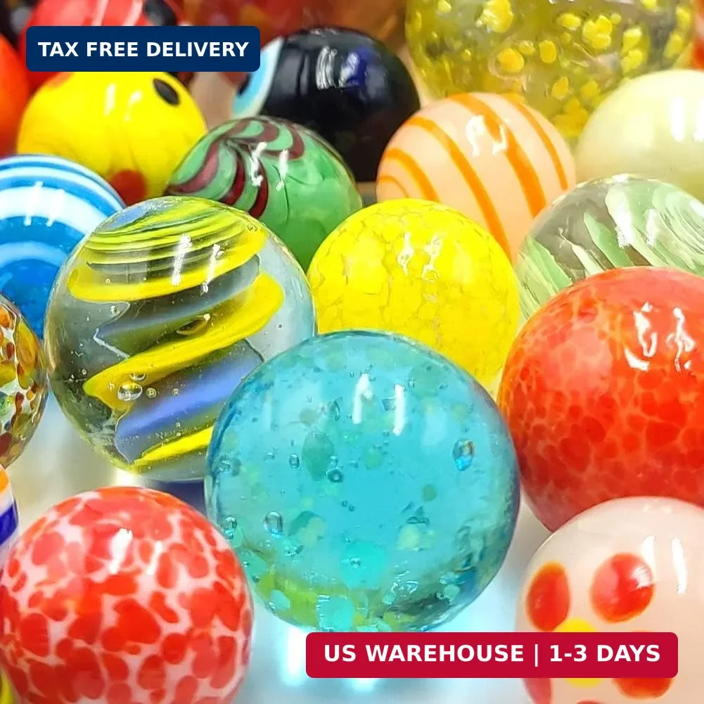 DSHMIXIA 71pcs Assorted Marbles for Kids Handmade Big and Small Glass Marbles Bu