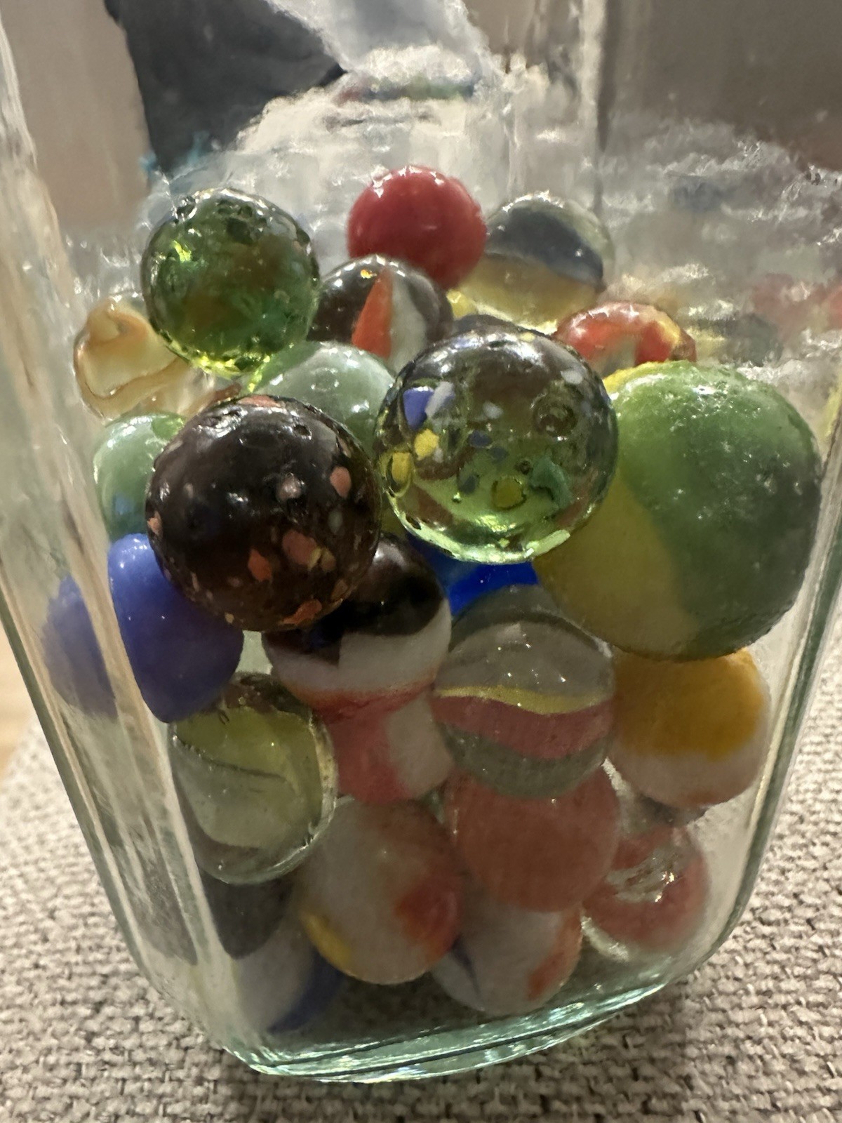 Vintage 60s Marbles Jar German /Mexican /Chinese And Pee Wee Marble Over 2lbs