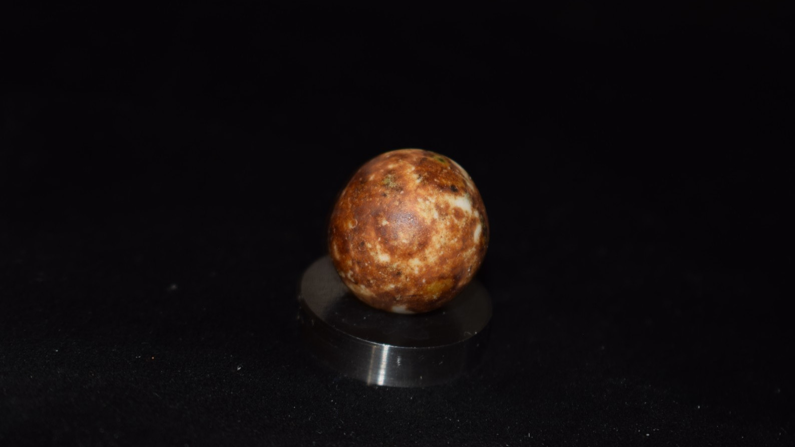 🦅➖⏩Antique German⬛🟥🟨 Bennington busy detail glazed clay marble shooter .843″