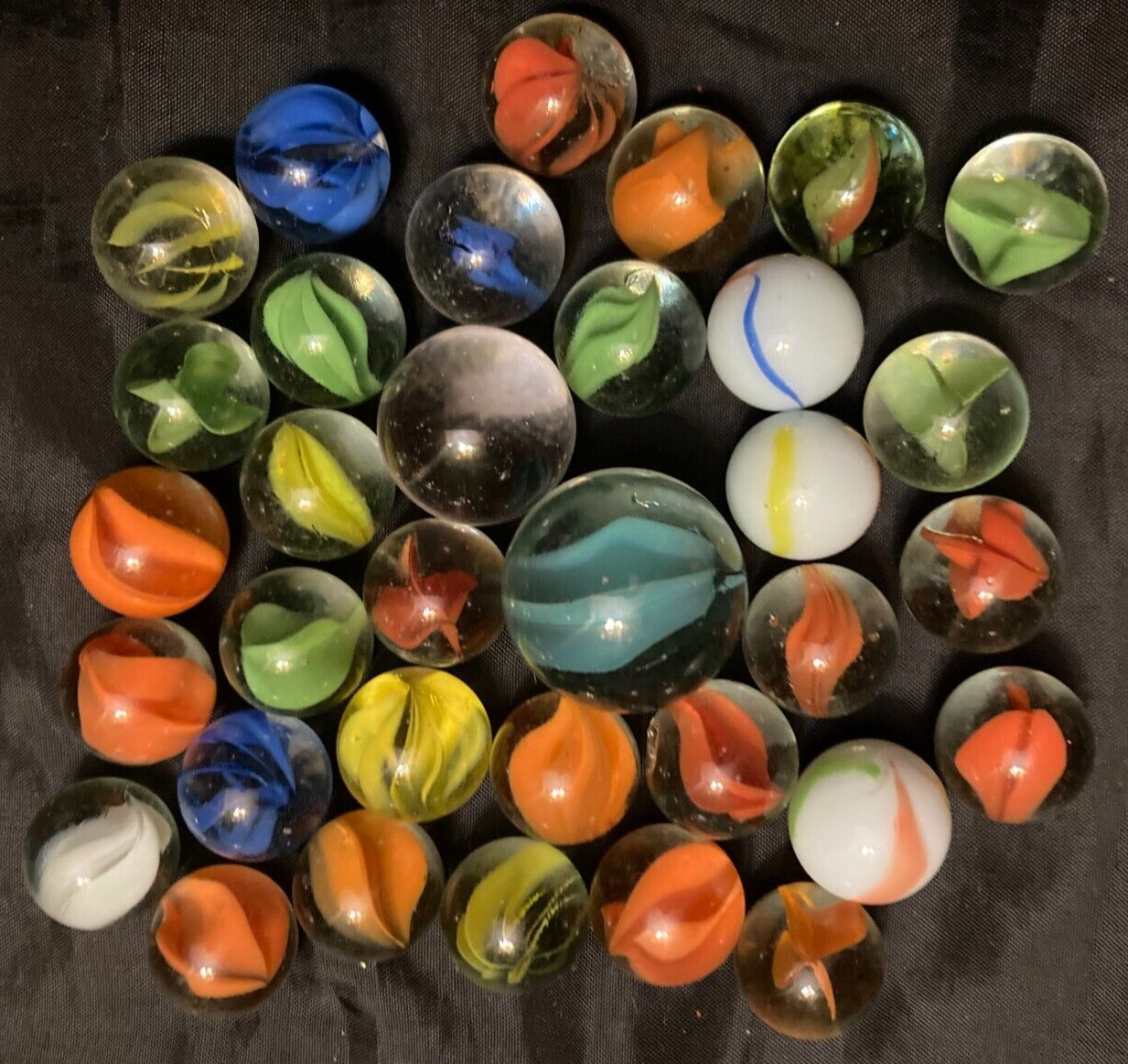 Lot of 32 Marbles plus Large and Medium Shooters