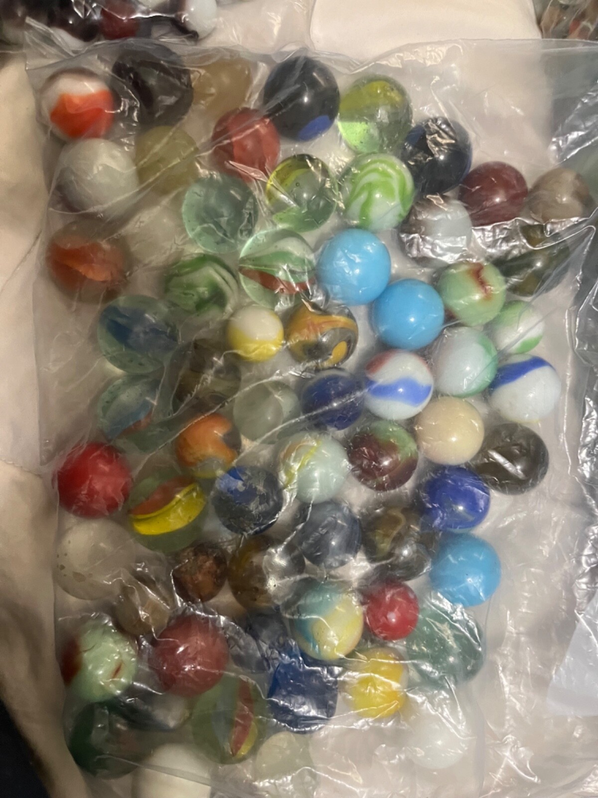 Mixed Lot 55 Assorted Old Vintage To Modern Colorful Glass Marbles {WASHED}
