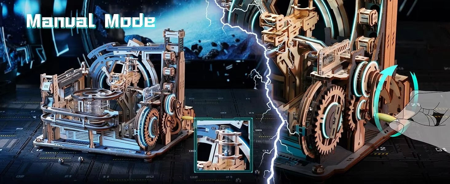Robotime Marble Spaceport – DIY 3D Wooden Puzzle Mechanical Model Kit