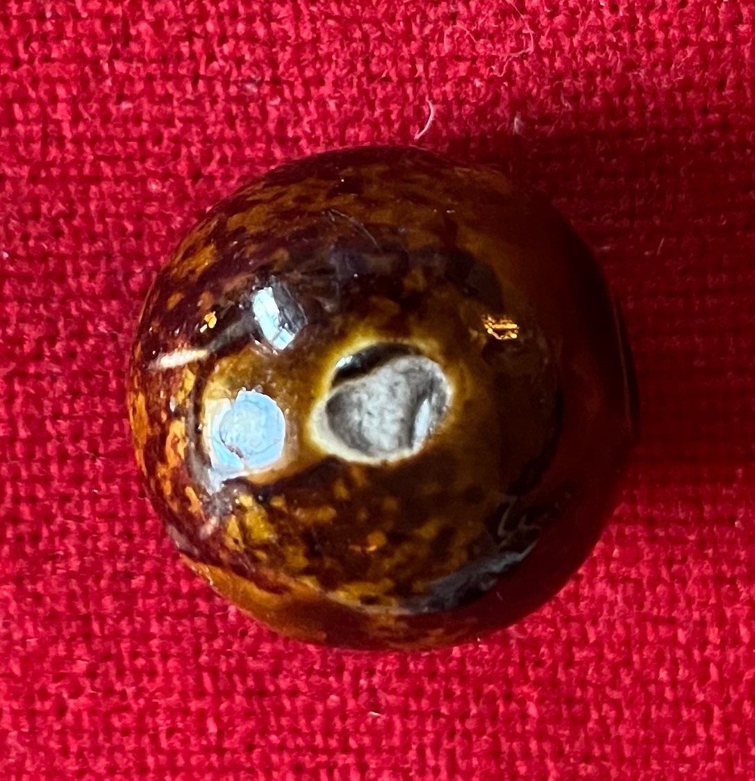 Large Antique 19th Century Bennington Treacle Glaze Pottery Marble 1 1/8″ Ball