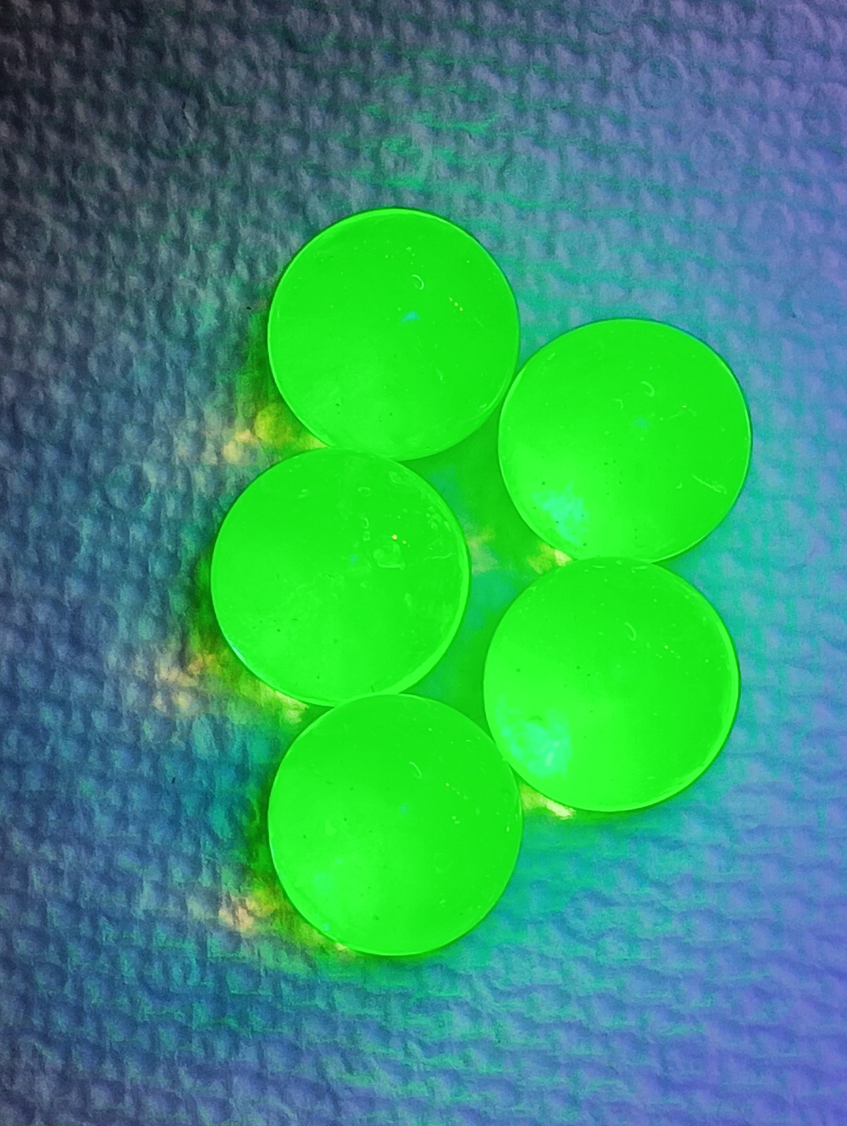 URANIUM Vasaline Marbles 5 New 14mm. Shine Very Bright Under Regular UV Light.