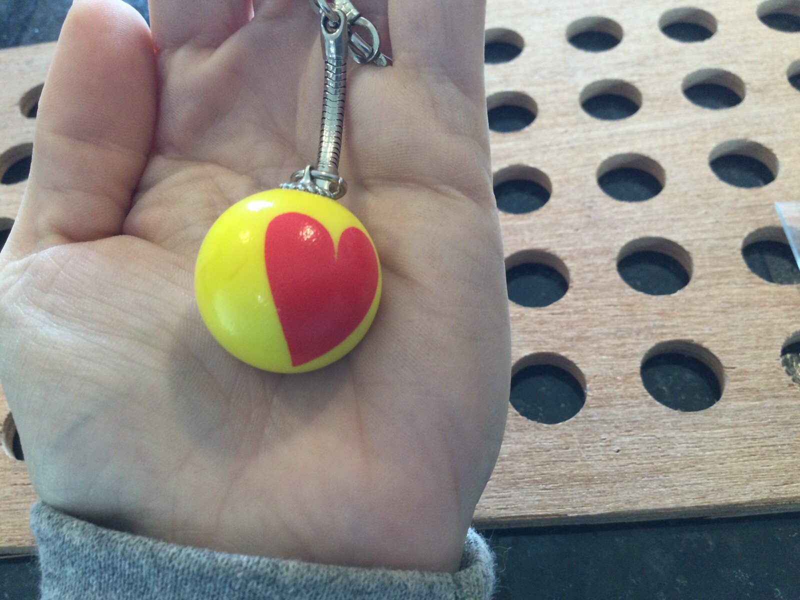 Vintage | Hearts | Red Hearts on Yellow Marble Keychain