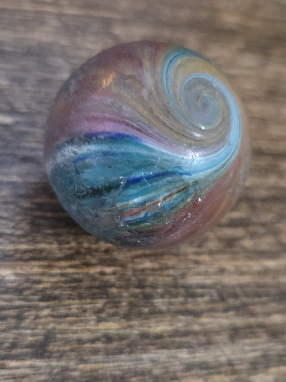 1.11″ Antique Vintage German Handmade Multi Colored Onionskin Marble