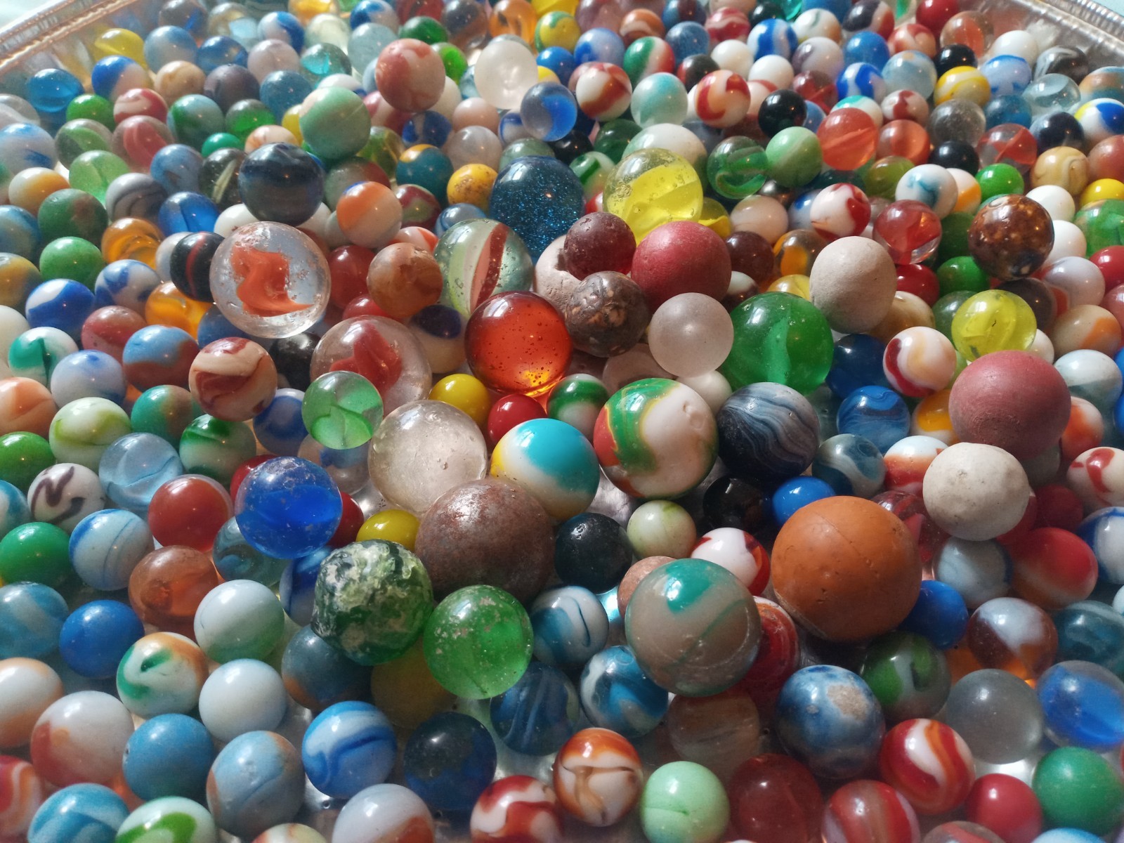 Antique & Vintage Mixed Marble Lot of 12lbs Marbles Great Old Collection Bucket