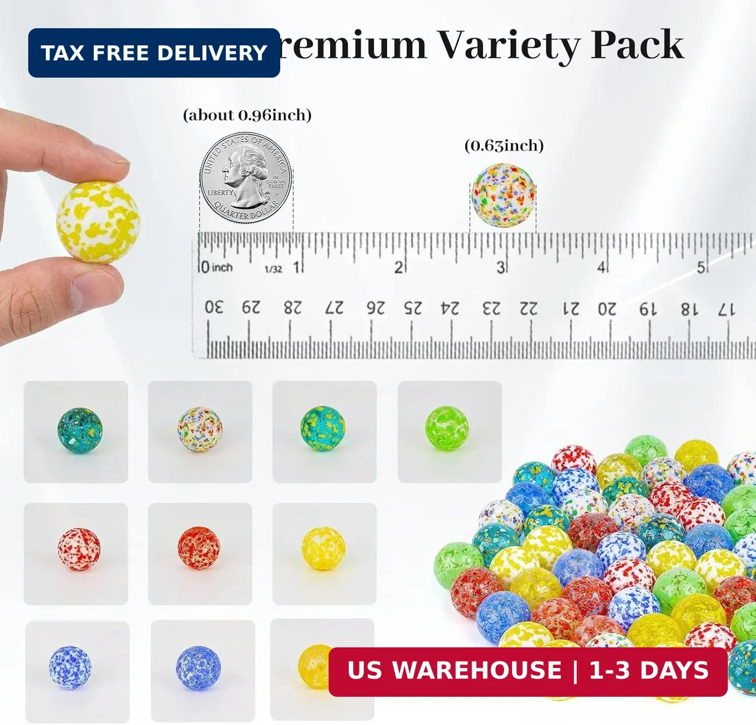 LovesTown 60PCS Glass Marbles, Assorted Colors Marble for Vase Fillers Fish Tank