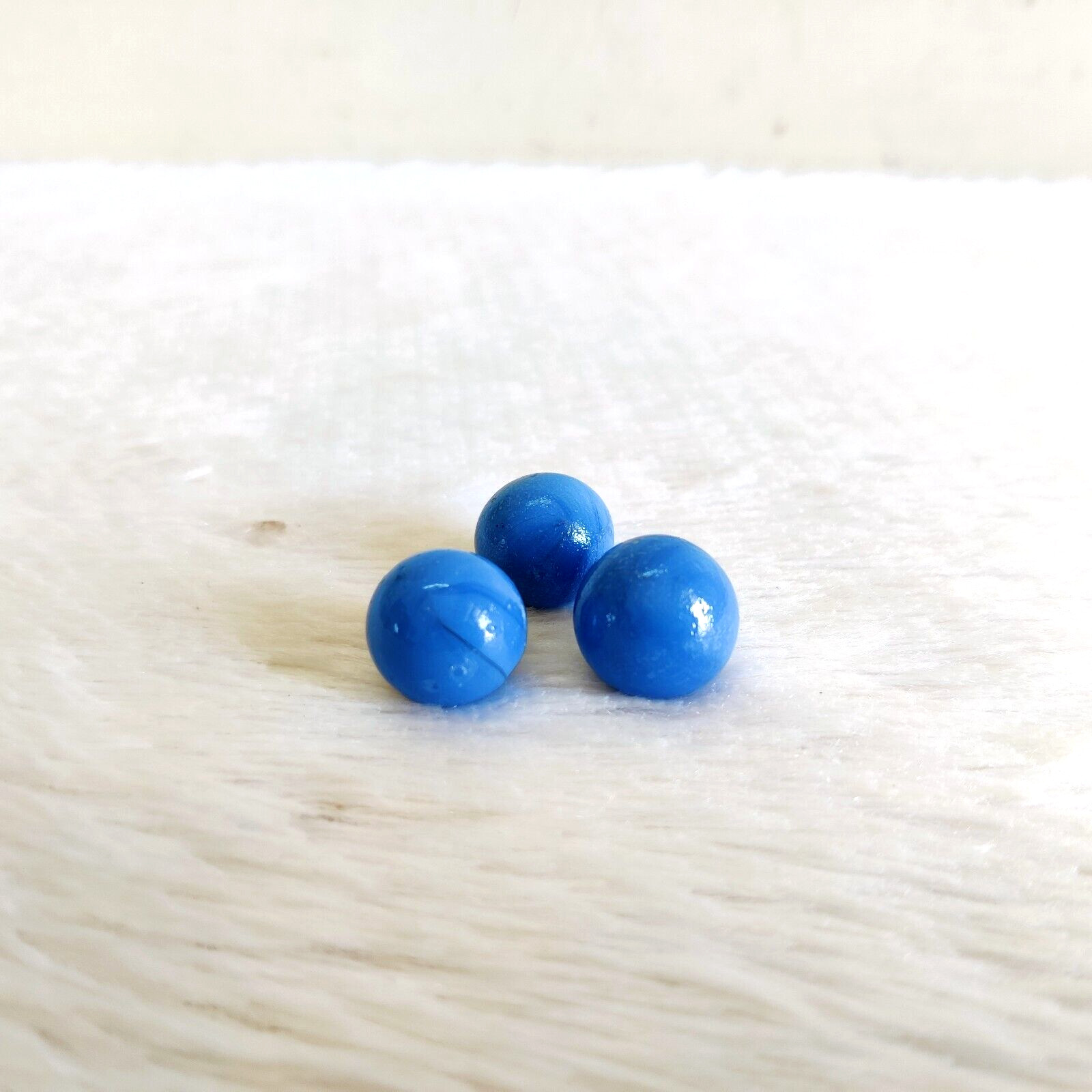 Vintage Old Blue Shade Glass Marble 3 Pcs Decorative Collectibles G141